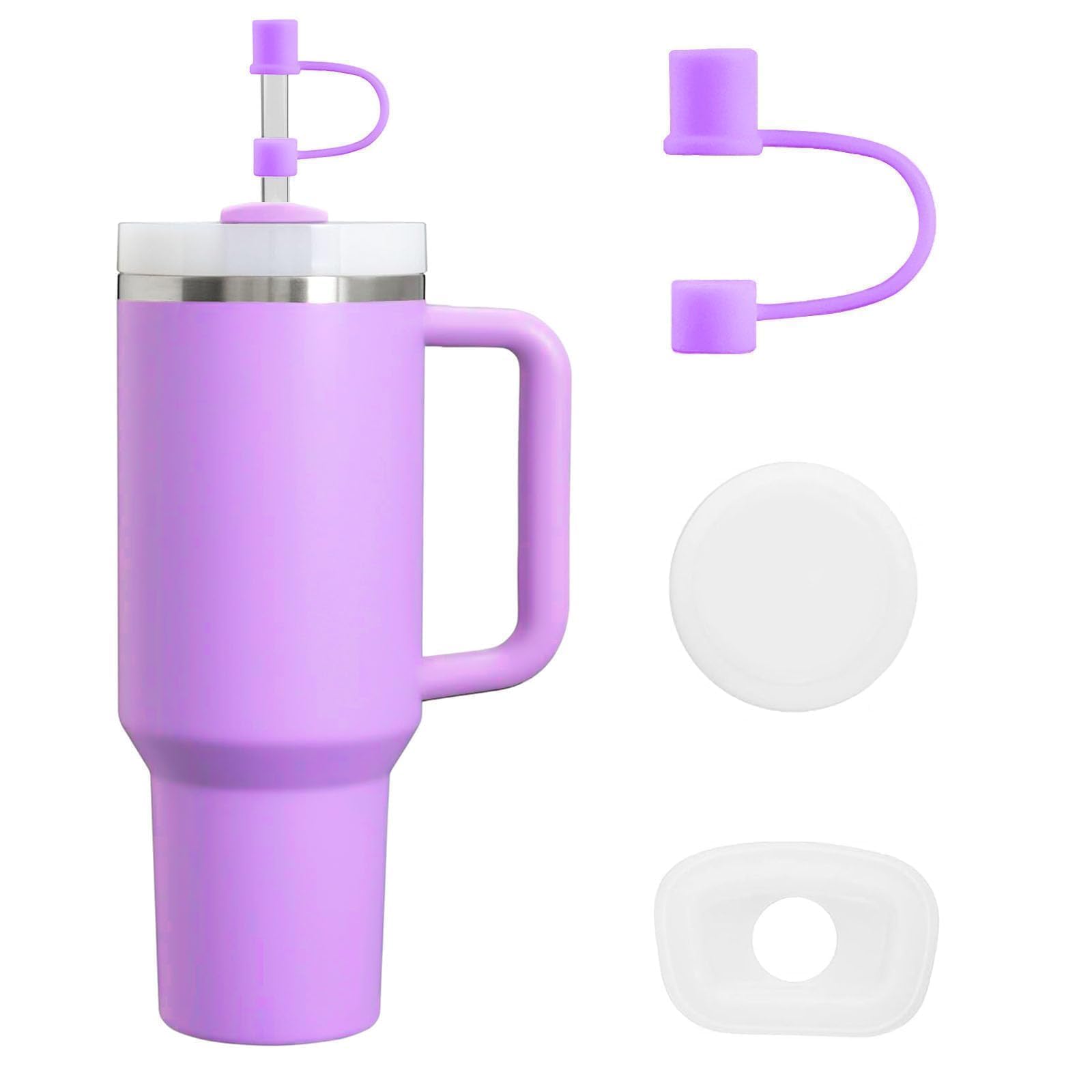 MOLOSLEEVE Straw Toppersfor Stanley Straw Covers Cap for Stanley Cup 2.0Silicone Dust-Proof Straw Caps Compatible with Stanley Cup Accessories 40oz 30oz 20oz（Purple）