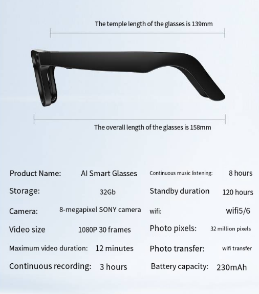 AI Camera Smart Glasses